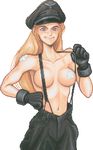  1girl blonde_hair blue_eyes breasts character_request gloves naked_suspenders strikers_1945 suspenders 