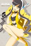  ;d armpits bangs bare_arms bare_legs bare_shoulders black_choker black_hair blue_eyes blunt_bangs breasts character_name choker cleavage collarbone full_body fur_coat grey_background gym_leader hand_on_own_ass head_tilt headphones heart heart_background high_heels kamitsure_(pokemon) leg_up legs looking_at_viewer navel no_legwear no_socks one_eye_closed open_clothes open_mouth open_vest outline pokemon pokemon_(game) pokemon_bw2 shiny shiny_skin shoes sidelocks sleeveless small_breasts smile solo standing standing_on_one_leg stomach thighs vest vivivoovoo white_outline yellow_footwear yellow_vest 