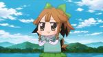  1girl animated animated_gif brown_hair fish fushigi_na_somera-chan punch solo violence 
