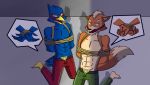  angry anthro avian bandanna bdsm bound clothed clothing duo falco_lombardi fox_mccloud gag gagged hands_tied kiyoshiringtail97 kneeling male muscular muscular_male nintendo pants rope star_fox topless video_games 