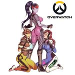 amelie_lacroix arms_behind_back ass bdsm blush bodysuit bondage bound breasts brown_eyes brown_hair chains collar d.va d.va_(overwatch) femdom goggles hana_song high_heels kneeling large_breasts leash lena_oxton licking lip_bite long_hair multiple_girls open_mouth overwatch ponytail purple_hair purple_skin reptileye saliva short_hair skin_tight slave tongue_out tracer_(overwatch) widowmaker_(overwatch) yuri 