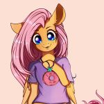  2019 absurd_res clothed clothing english_text equine female fluttershy_(mlp) freckles friendship_is_magic hair hi_res looking_at_viewer mammal miokomata my_little_pony pegasus simple_background smile solo text wings 
