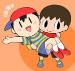  2boys black_hair brown_hair crossover doubutsu_no_mori hat kasugai_(de-tteiu) mother_(series) multiple_boys ness nintendo open_mouth short_hair super_smash_bros. villager_(doubutsu_no_mori) 