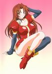  1girl artist_request breasts choker eclair_(kiddy_grade) female kiddy_grade large_breasts long_hair red_hair solo 