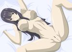  1girl areolae ass bed bedroom blush breasts elbow fairy_tail female kagura_mikazuchi kunaix large_breasts long_hair lying muscles navel nude on_back open_legs photoshop pubic_hair pussy sheet_grab solo spread_legs uncensored 