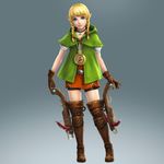  3d absurdres bangs bike_shorts blonde_hair blue_eyes boots bow_(weapon) braid brown_boots brown_legwear capelet choker clock compass crossbow dual_wielding gloves highres hood jewelry leather leather_boots leather_gloves linkle long_hair looking_at_viewer necklace nintendo official_art pointy_ears shorts_under_skirt sidelocks smile solo the_legend_of_zelda thigh_boots thighhighs twin_braids weapon zelda_musou zettai_ryouiki 