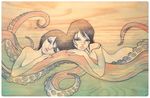  audrey_kawasaki bad_id bad_tumblr_id copyright_request hands hug lips long_hair multiple_girls tentacles wood 