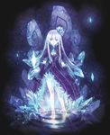  barefoot blue crystal gradient_hair hair_ornament highres ice magic minami_seira multicolored_hair pixiv_fantasia pixiv_fantasia_4 silver_hair solo 