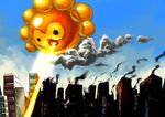  beam castform city cloud creature day destruction gen_3_pokemon giant light_rays no_humans pokemon pokemon_(creature) saboterian sky solo sun sunbeam sunlight 