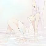  arm_support barefoot breasts dress feet long_hair medium_breasts original partially_submerged profile saibashi sideboob sitting solo water wet 