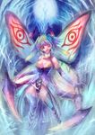  antennae breasts butterfly_wings cleavage edobox green_hair insect_girl large_breasts monster_girl pixiv_fantasia pixiv_fantasia_4 solo thighhighs wings 