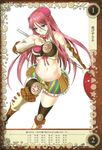  blue_eyes boots breasts candy chocolate food gretel_(queen&#039;s_blade) gretel_(queen's_blade) halter_top halterneck ice_cream_cone kantaka large_breasts leg_up lollipop long_hair midriff navel pink_hair queen&#039;s_blade queen&#039;s_blade_grimoire queen's_blade queen's_blade_grimoire shirt skirt sleeveless sleeveless_shirt sweets thighhighs wafer zettai_ryouiki 