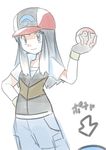  1girl blue_eyes blue_hair cosplay crossdressing female hainchu hikari_(pokemon) long_hair nintendo poke_ball pokemon satoshi_(pokemon) satoshi_(pokemon)_(cosplay) sketch 