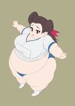  1girl artist_request belly breasts cleavage gym_leader kukuru obese pokemon red_eyes thick_thighs tsutsuji_(pokemon) 