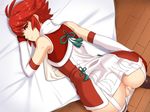 1girl anus ass bed blush censored female fire_emblem fire_emblem_if hinoka_(fire_emblem_if) hou_(hachiyou) nintendo panties panty_pull pussy red_eyes red_hair short_hair underwear white_panties wide_hips 