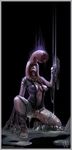  1girl anus black_background breasts catcouch kneeling monster_girl nipples ooze_(resident_evil) pussy rachael_foley resident_evil resident_evil_revelations slime tentacle torn_clothes 