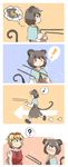  4koma animal_ears blonde_hair blush capelet comic dowsing_rod grey_hair hair_ornament highres jewelry kapiten70 mouse_ears mouse_tail multicolored_hair multiple_girls nazrin open_mouth red_eyes short_hair silent_comic smile tail toramaru_shou touhou treasure_chest yellow_eyes 