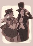  2girls asami_sato avatar:_the_last_airbender bishoujo_senshi_sailor_moon cosplay domino_mask korra mask monochrome multiple_girls nikoniko808 sailor_moon sailor_moon_(cosplay) the_legend_of_korra top_hat tuxedo_kamen tuxedo_kamen_(cosplay) 