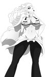  1girl bikini_top black_&amp;_white breasts cape clothes_around_waist eric_lowery furry hand_on_hip looking_at_viewer navel one_piece solo stomach wanda_(one_piece) 