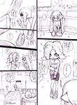  bike_shorts cellphone check_translation comic domino_mask eighth_note fangs highres inkling jajji-kun_(splatoon) long_hair mask monochrome multiple_girls musical_note octarian octoling open_mouth phone pillow pointy_ears shoes sneakers splatoon_(series) splatoon_1 takozonesu tentacle_hair traditional_media translation_request yoshida_inuhito 