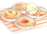  1boy bald biscuit boots cape doudoude_dou food gloves jam male_focus one-punch_man saitama_(one-punch_man) solo 