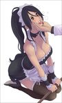  alternate_costume apron arched_back artist_request bangs bare_shoulders black_hair black_legwear blush breasts cheek_squash choker cleavage collarbone dark_skin drooling enmaided eyelashes face_grab fishnet_legwear fishnets flying_sweatdrops forehead_jewel french_maid_nidalee frilled_legwear heavy_breathing high_heels highres kneeling large_breasts league_of_legends long_hair looking_up maid maid_apron maid_headdress nidalee open_mouth ponytail round_teeth saliva seiza simple_background sitting solo_focus staff sweat swept_bangs tareme tears teeth thighhighs tongue tongue_out v_arms very_long_hair white_background wrist_cuffs yellow_eyes 