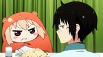  &gt;_&lt; animated animated_gif bed chibi dinner doma_taihei doma_umaru eyes_closed glasses hamster_costume himouto!_umaru-chan siblings 