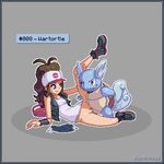  1girl baseball_cap bestiality bottomless clothed_sex hat pixel_art pokemon pokemon_(game) pussy shirt shorts_removed sismicious touko_(pokemon) vest wartortle 