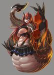  abs angry blush breasts censored cerastes claws erect_nipples fangs female huge_breasts lilith-soft long_hair looking_at_viewer mikoyan monster_girl muscle open_mouth red_hair skirt snake solo solo_focus taimanin_asagi taimanin_asagi_battle_arena toned underboob yellow_eyes 