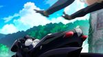  animated animated_gif ass back blonde_hair bouncing_breasts breasts hasami_rein lady_j large_breasts long_hair motorcycle valkyrie_drive valkyrie_drive_-mermaid- 