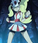  1girl aqua_eyes bare_shoulders bicycle_helmet bike_shorts blonde_hair blue_eyes gym_leader helmet koruni_(pokemon) long_hair nintendo pokemon pokemon_(anime) pokemon_xy ponytail screencap shorts solo 