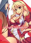  1girl blonde_hair blue_eyes breasts cleavage female freezing_(series) large_breasts long_hair official_art open_mouth satellizer_el_bridget solo torn_clothes weapon 