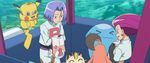  1boy 1girl alternate_costume animated animated_gif gourgeist inkay joy_(pokemon) joy_(pokemon)_(cosplay) kojirou_(pokemon) meowth musashi_(pokemon) pikachu pikachu_(cosplay) pokemon pokemon_(anime) wobbuffet 