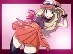  1girl aruni blonde_hair blue_eyes breasts female hat long_hair nintendo pokedex pokemon pokemon_(game) pokemon_xy serena_(pokemon) skirt 