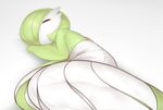  dress eyes_closed gardevoir green_hair lotosu lying_down nintendo no_humans pokemon pokemon_(game) short_hair sleeping smile solo 