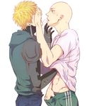  2boys bald blonde_hair blush breath cyborg genos male_focus multiple_boys one-punch_man saitama_(one-punch_man) sweat togiicustom yaoi 