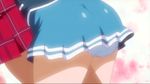  2girls animated animated_gif ass blue_skirt crotch_rub miniskirt multiple_girls panties pantyshot plaid plaid_skirt shikishima_mirei skirt tokonome_mamori underwear upskirt valkyrie_drive valkyrie_drive_-mermaid- yuri 