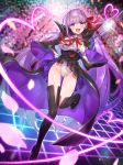  bangs bb_(fate)_(all) bb_(fate/extra_ccc) blunt_bangs breasts fate/extra fate/extra_ccc fate/grand_order fate_(series) gloves hair_ribbon high-waist_skirt highres holding holding_wand large_breasts leotard long_hair open_mouth popped_collar purple_eyes purple_hair red_ribbon ribbon skirt thighhighs toshi_gahara very_long_hair wand white_gloves white_leotard 