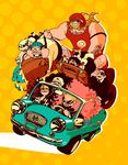  baby_5 buffalo_(one_piece) car dellinger donquixote_doflamingo donquixote_pirates donquixote_rocinante fire machvise motor_vehicle one_piece suitcase sunglasses trafalgar_law vergo water younger 