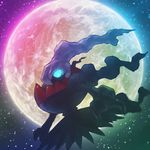  darkrai full_moon gen_4_pokemon glowing glowing_eye moon night no_humans pokemon pokemon_(creature) sky solo 