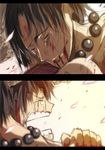  bad_id bad_pixiv_id banned_artist black_hair blood closed_eyes crying death male_focus monkey_d_luffy multiple_boys one_piece portgas_d_ace sketch smile sobbing spoilers tears viola_(seed) 