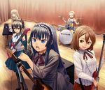  akiyama_mio animal_ears black_hair blonde_hair blue_eyes bow bowtie brown_eyes brown_hair cat_ears drum elbow_gloves electric_guitar fuwafuwa_time gloves guitar hair_ornament hairband hairclip headdress hirasawa_yui instrument k-on! kotobuki_tsumugi lasterk long_hair maid_headdress microphone microphone_stand multiple_girls nakano_azusa open_mouth ribbon short_hair tainaka_ritsu twintails very_long_hair 