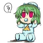  ascot baby bad_id bad_pixiv_id chibi green_hair hat kazami_yuuka nanatsume pacifier pajamas red_eyes simple_background solo touhou white_background younger 