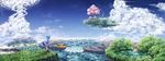  bloomers cherry_blossoms cirno cloud day flying_whale fog forest gensoukyou highres landscape mountain nature saigyou_ayakashi same_2009 scenery sky solo touhou underwear water waterfall whale 