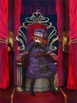  bad_id bad_pixiv_id blue_eyes bow dress elbow_gloves eva_beatrice flower gloves hat orange_hair profile ribbon rose solo throne umineko_no_naku_koro_ni ushiromiya_eva 