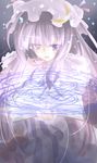  book dollain hat highres long_hair magic_circle patchouli_knowledge purple_eyes purple_hair solo touhou 