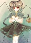  animal_ears basket capelet dowsing_rod grey_hair mouse mouse_ears mouse_tail nazrin red_eyes short_hair solo tail touhou usaki_(ama) 