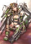  armor blonde_hair duplicate green_eyes gun kuratch original solo weapon 