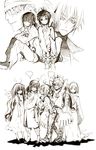  6+boys allen_walker alma_karma bak_chan brown d.gray-man everyone highres howard_link kanda_yuu lavi lenalee_lee monochrome multiple_boys multiple_girls noise_marie simple_background sketch sugahara_ryuu white_background younger 