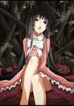  :&lt; bad_id bad_pixiv_id bamboo bamboo_forest banned_artist bare_legs black_hair bug dress fireflies forest frills grass houraisan_kaguya insect legs letterboxed long_hair music nature open_mouth red_eyes ribbon singing sitting solo touhou very_long_hair viola_(seed) 